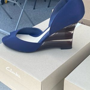 LelaRose for Payless Blue Lucite Wedges